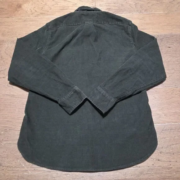 J Crew Classic Corduroy Button Down Shirt Men's Small Green Long Sleeve - Picture 3 of 7